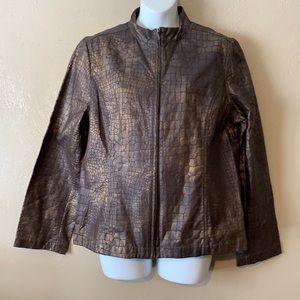 Chico’s size 2 Crockie Majesty Bronze zipper jacket Polyester Cotton size L